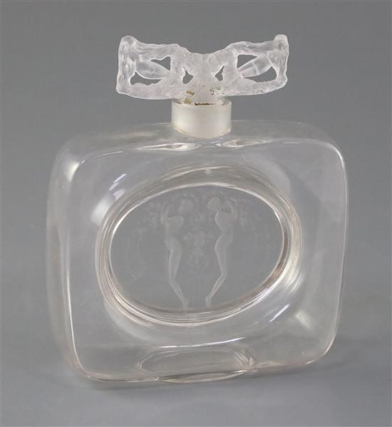 A rare Rene Lalique Meplat a Deux Figurines perfume bottle, model no. 490, c.1912,